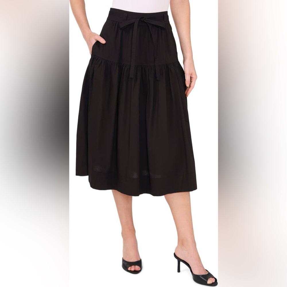 Tie waist cotton tiered skirt (size 14)